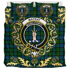 MacKay Modern Tartan Crest Bedding Set - Golden Thistle Style