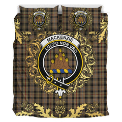 MacKenzie Hunting Tartan Crest Bedding Set - Golden Thistle Style