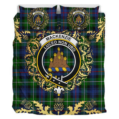 MacKenzie Modern Tartan Crest Bedding Set - Golden Thistle Style