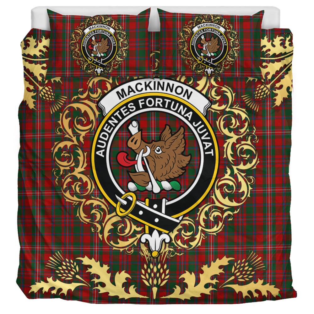MacKinnon 01 Tartan Crest Bedding Set - Golden Thistle Style