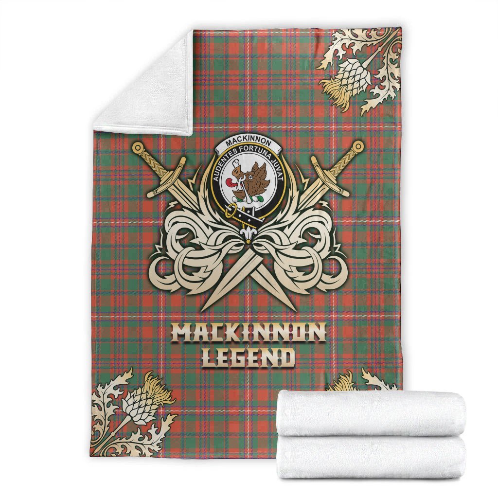 MacKinnon Ancient Tartan Gold Courage Symbol Blanket