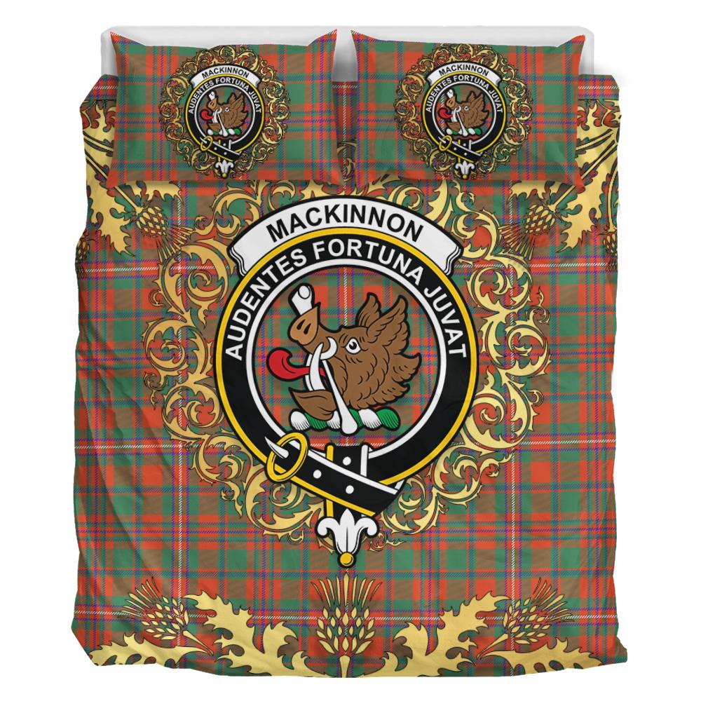 MacKinnon Ancient Tartan Crest Bedding Set - Golden Thistle Style
