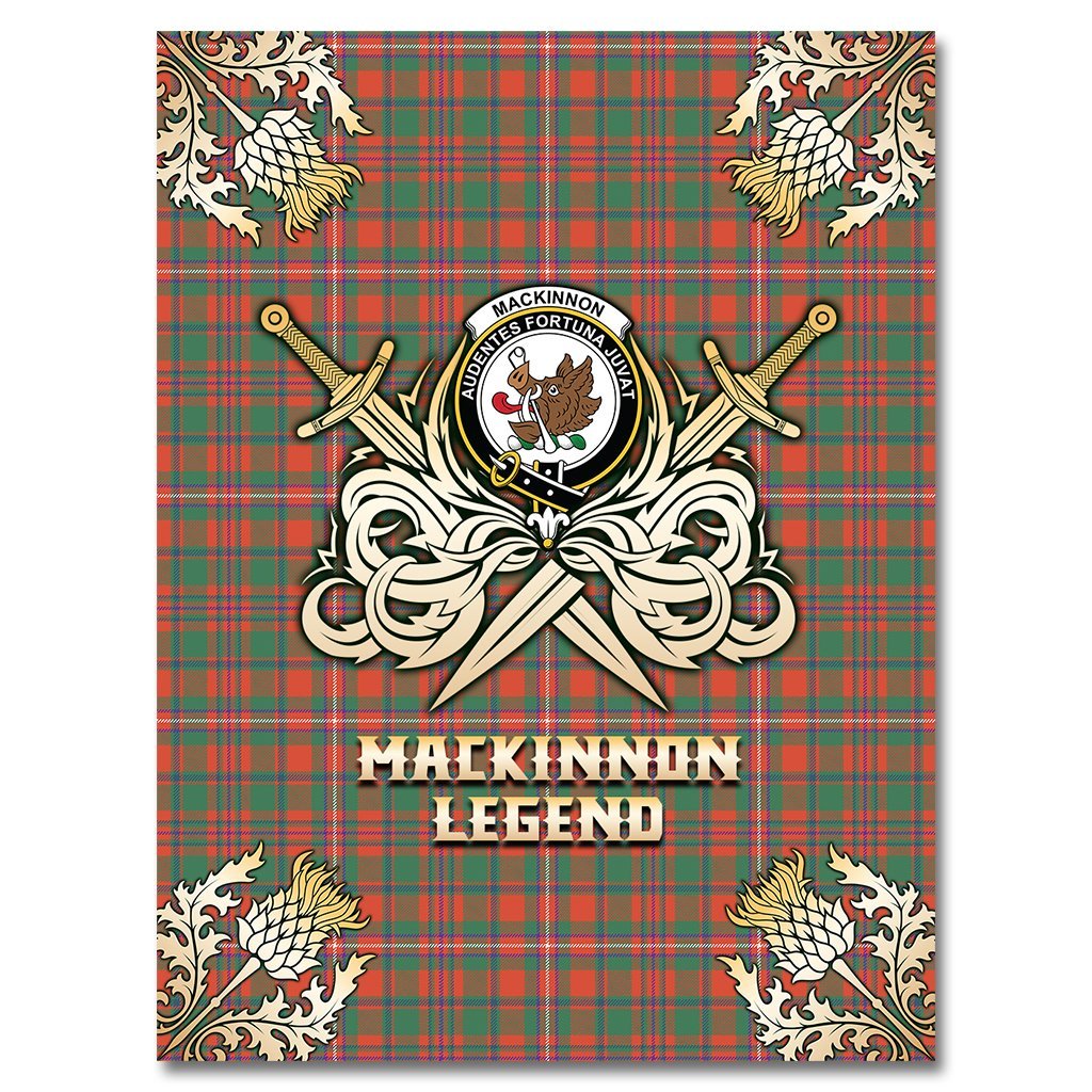 MacKinnon Ancient Tartan Gold Courage Symbol Blanket