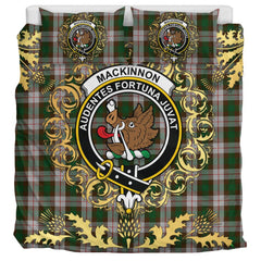 MacKinnon Dress Tartan Crest Bedding Set - Golden Thistle Style