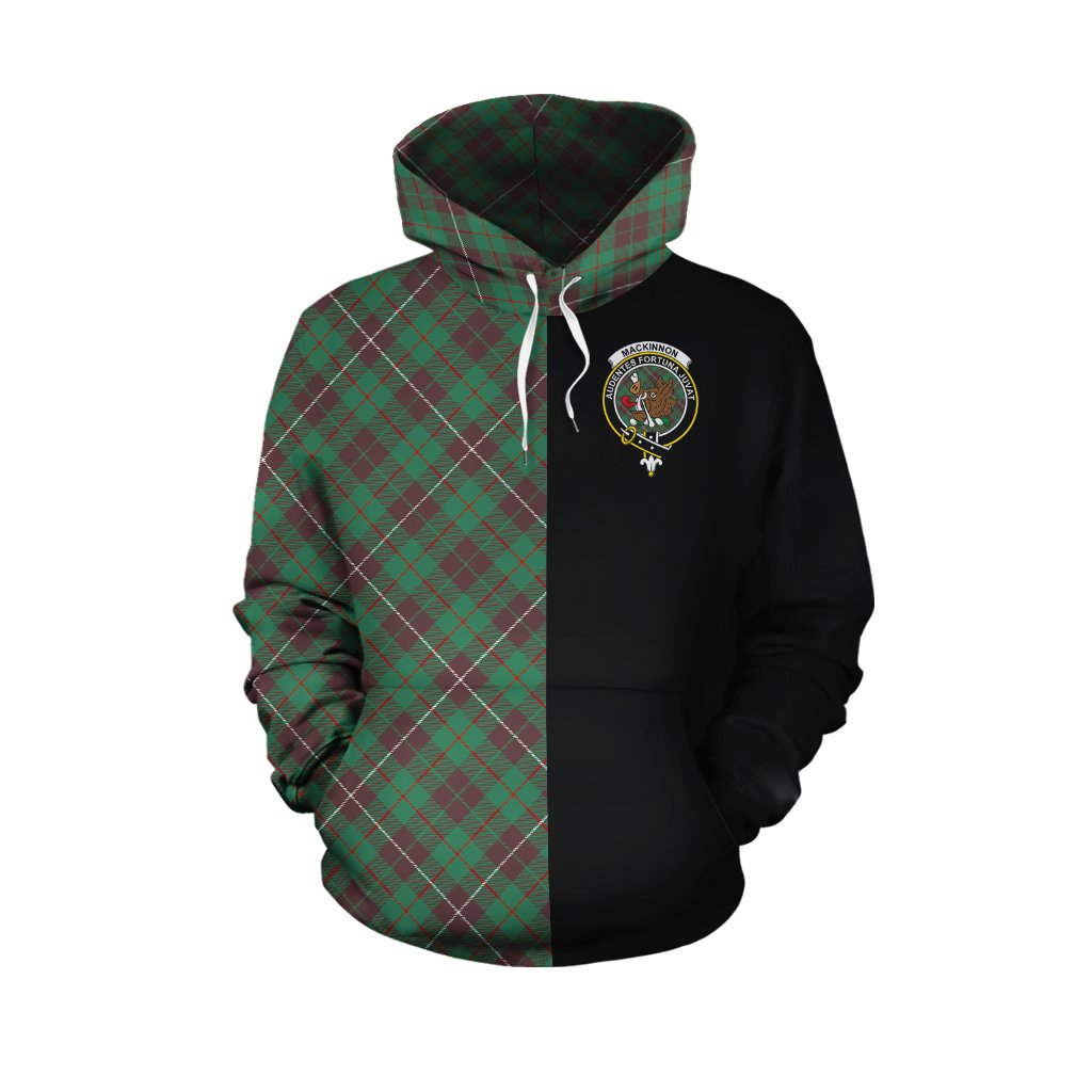 MacKinnon Hunting Ancient Tartan Hoodie Half of Me - Cross Style