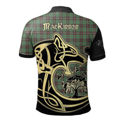 MacKinnon Hunting Ancient Tartan Polo Shirt Viking Wolf