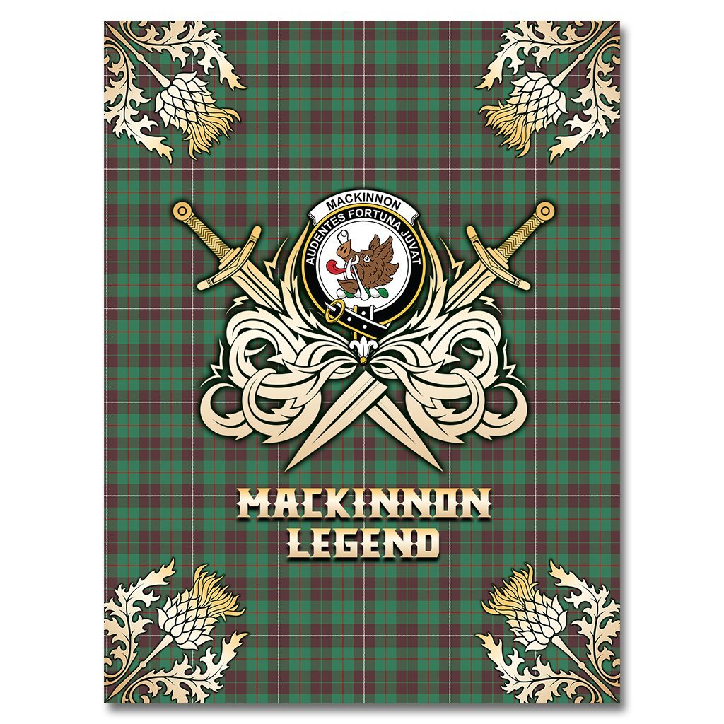MacKinnon Hunting Ancient Tartan Gold Courage Symbol Blanket