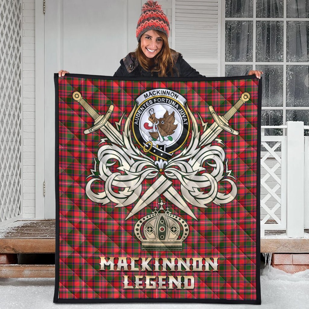 MacKinnon Modern Tartan Crest Legend Gold Royal Premium Quilt
