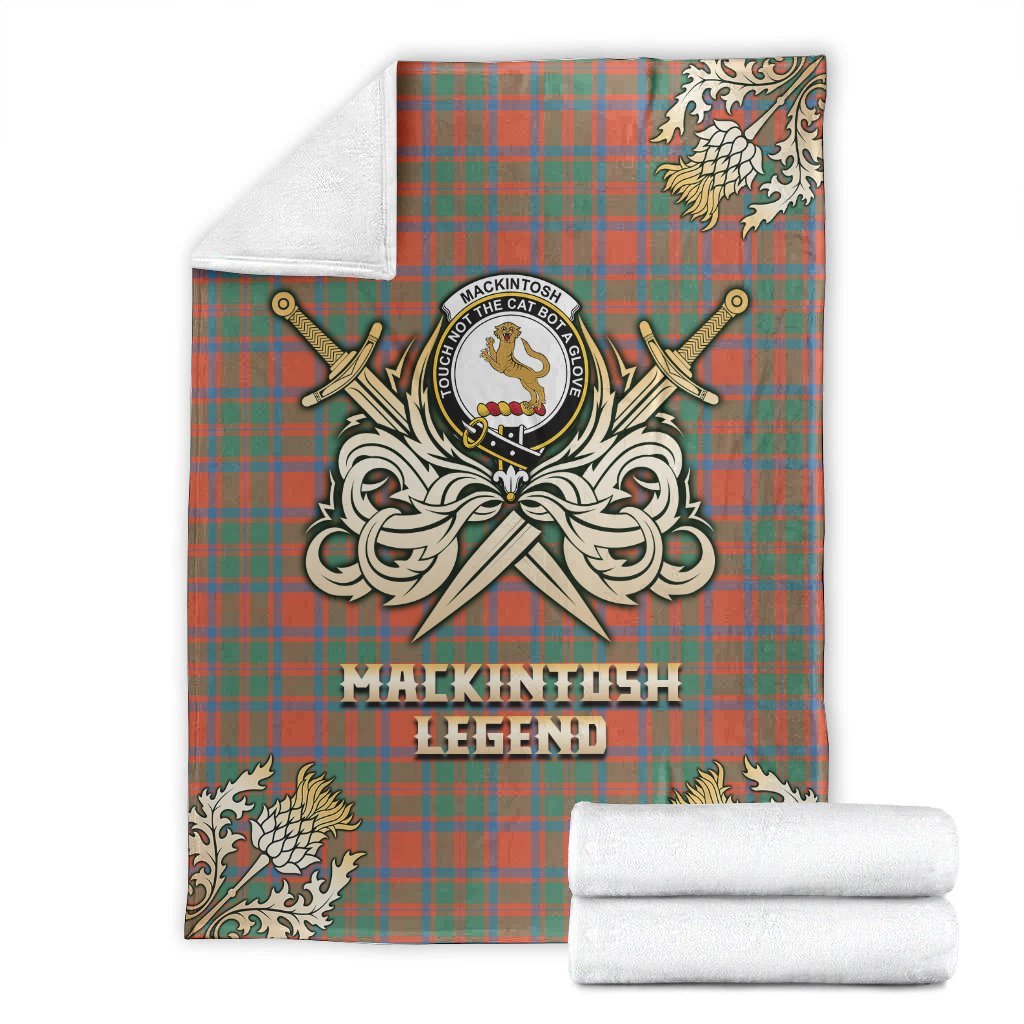 MacKintosh Ancient Tartan Gold Courage Symbol Blanket