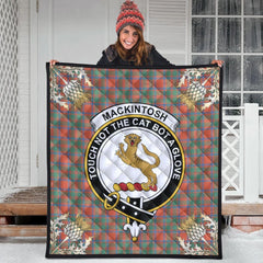 MacKintosh Ancient Tartan Crest Premium Quilt - Gold Thistle Style