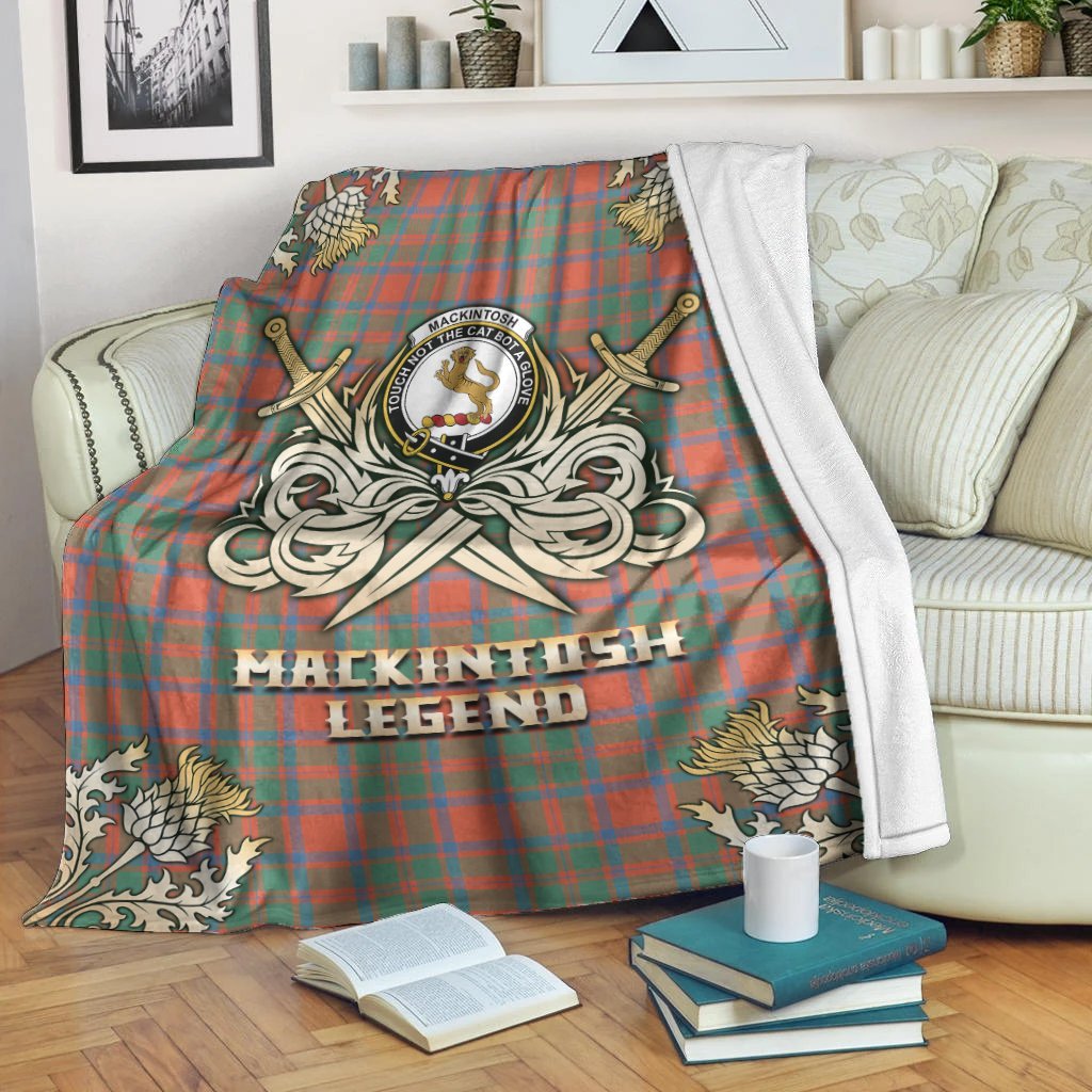 MacKintosh Ancient Tartan Gold Courage Symbol Blanket