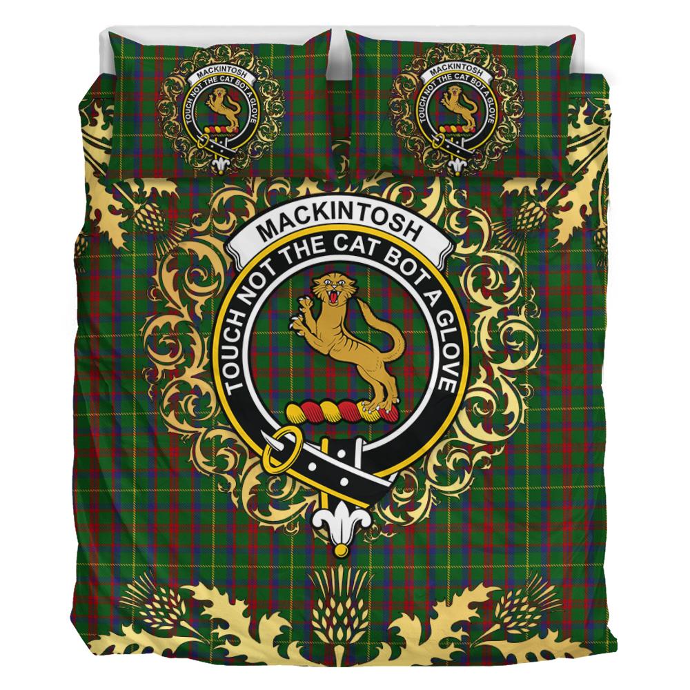 MacKintosh Hunting Tartan Crest Bedding Set - Golden Thistle Style