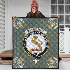MacKintosh Hunting Ancient Tartan Crest Premium Quilt - Gold Thistle Style