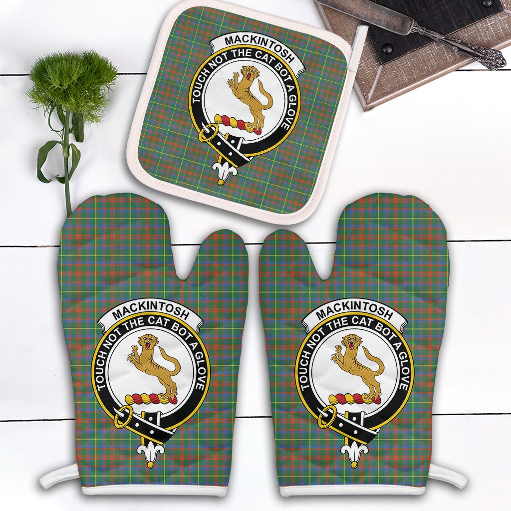 MacKintosh Hunting Ancient Tartan Crest Oven Mitt And Pot Holder (2 Oven Mitts + 1 Pot Holder)