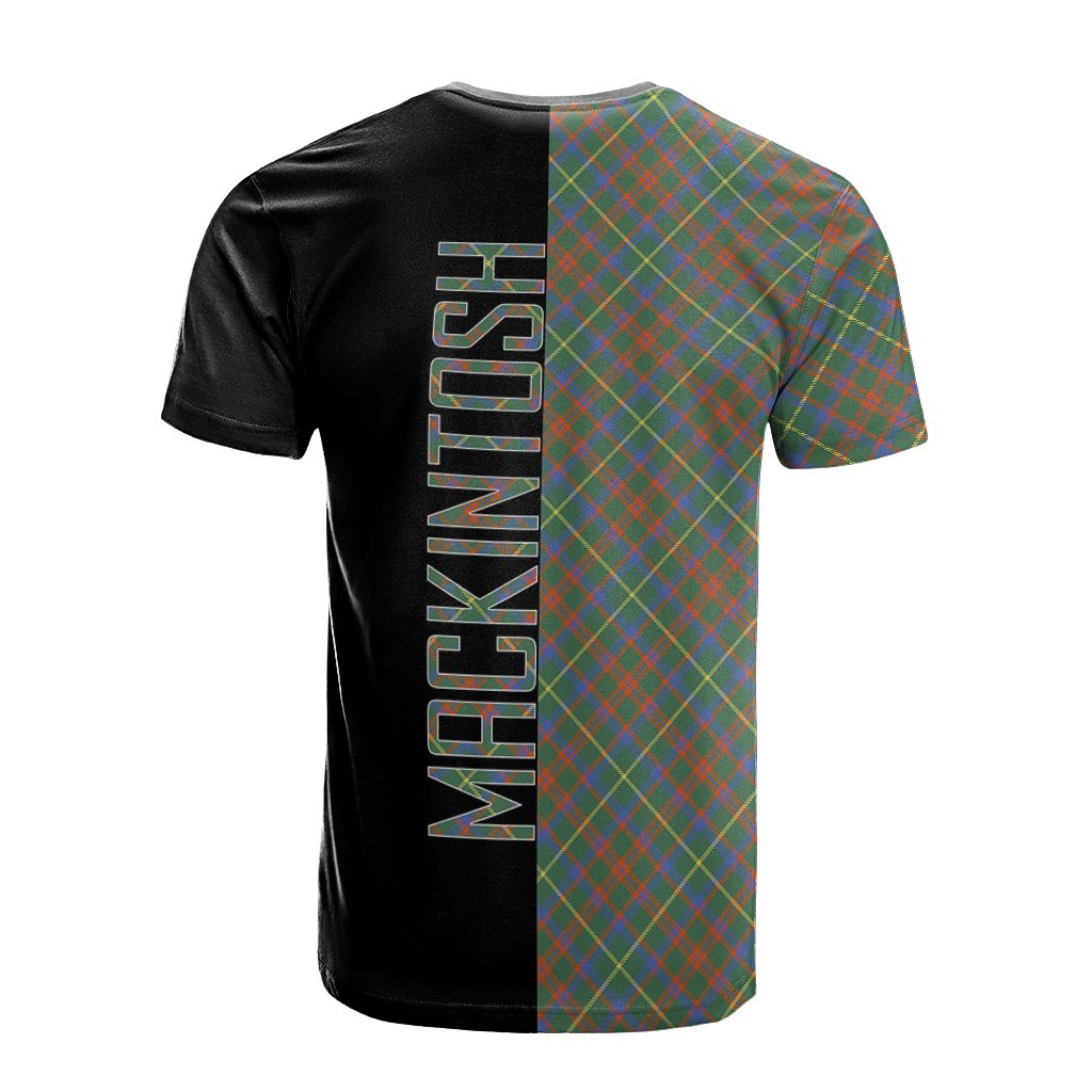 MacKintosh Hunting Ancient Tartan T-Shirt Half of Me - Cross Style