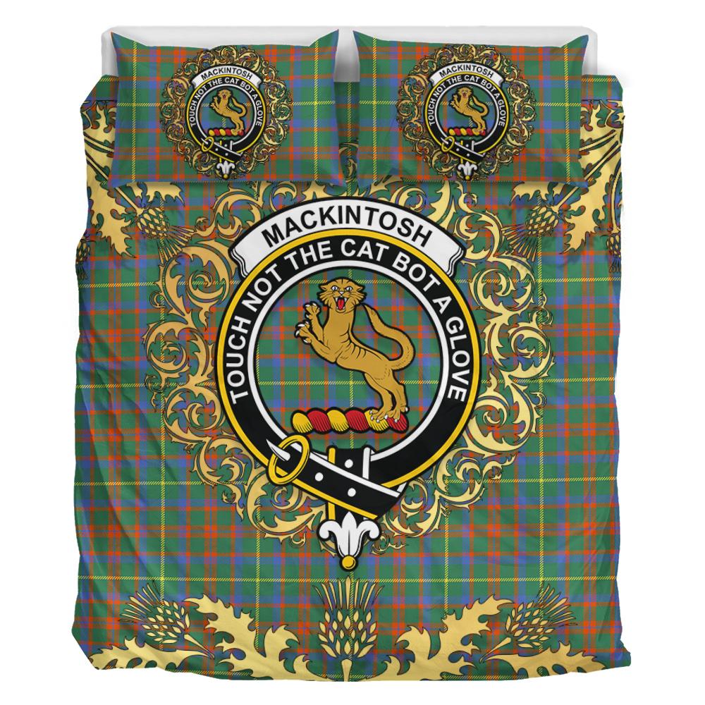 MacKintosh Hunting Ancient Tartan Crest Bedding Set - Golden Thistle Style