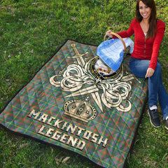 MacKintosh Hunting Ancient Tartan Crest Legend Gold Royal Premium Quilt