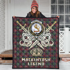 MacKintosh Hunting Modern Tartan Crest Legend Gold Royal Premium Quilt