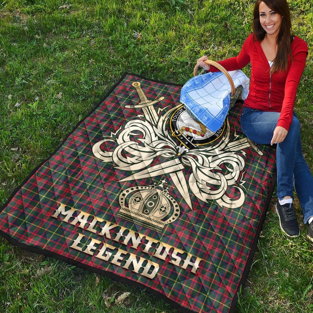 MacKintosh Hunting Modern Tartan Crest Legend Gold Royal Premium Quilt