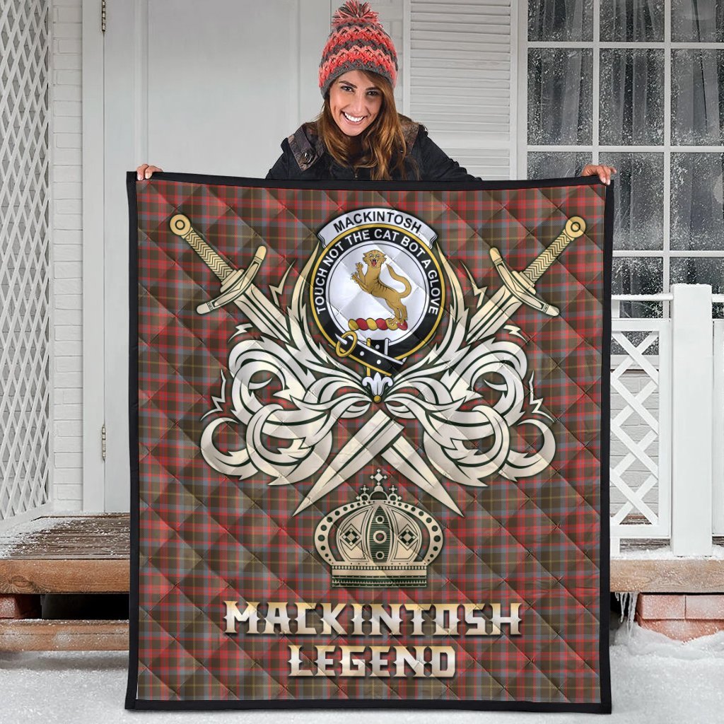 MacKintosh Hunting Weathered Tartan Crest Legend Gold Royal Premium Quilt