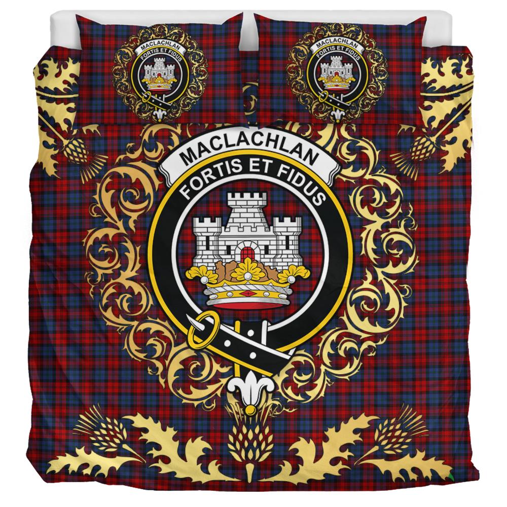 MacLachlan 02 Tartan Crest Bedding Set - Golden Thistle Style