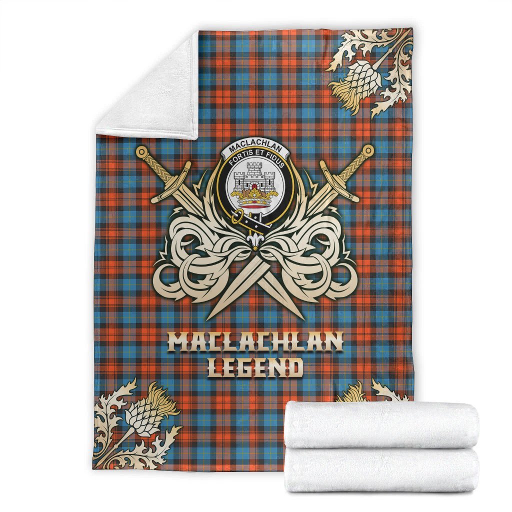 MacLachlan Ancient Tartan Gold Courage Symbol Blanket