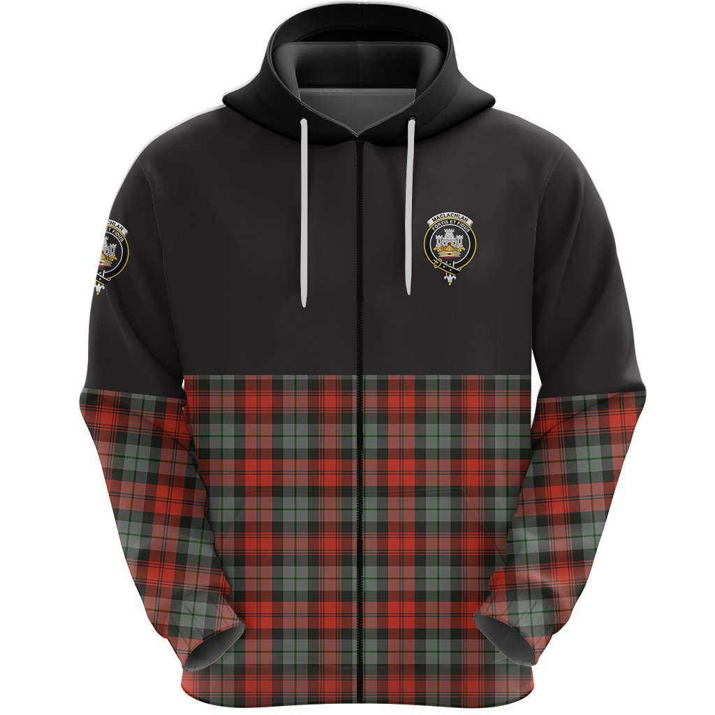 MacLachlan Weathered Clan Half Of Tartan Zipper Hoodie