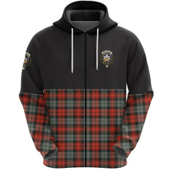 MacLachlan Weathered Clan Half Of Tartan Zipper Hoodie