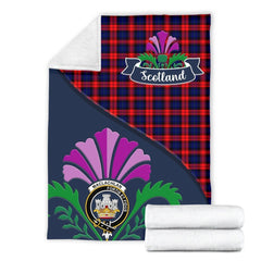MacLachlan Tartan Crest Premium Blanket - Thistle Style