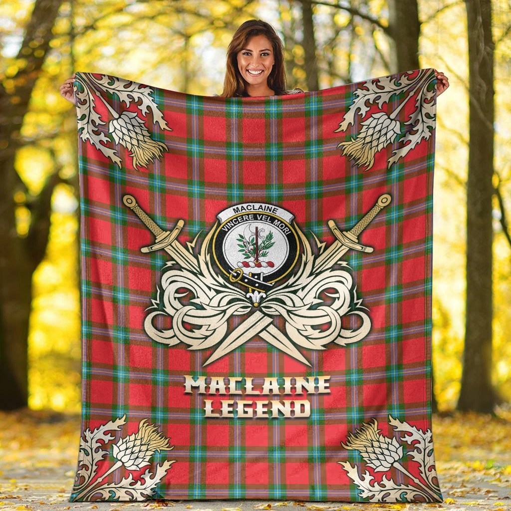 MacLaine of Loch Buie Tartan Gold Courage Symbol Blanket