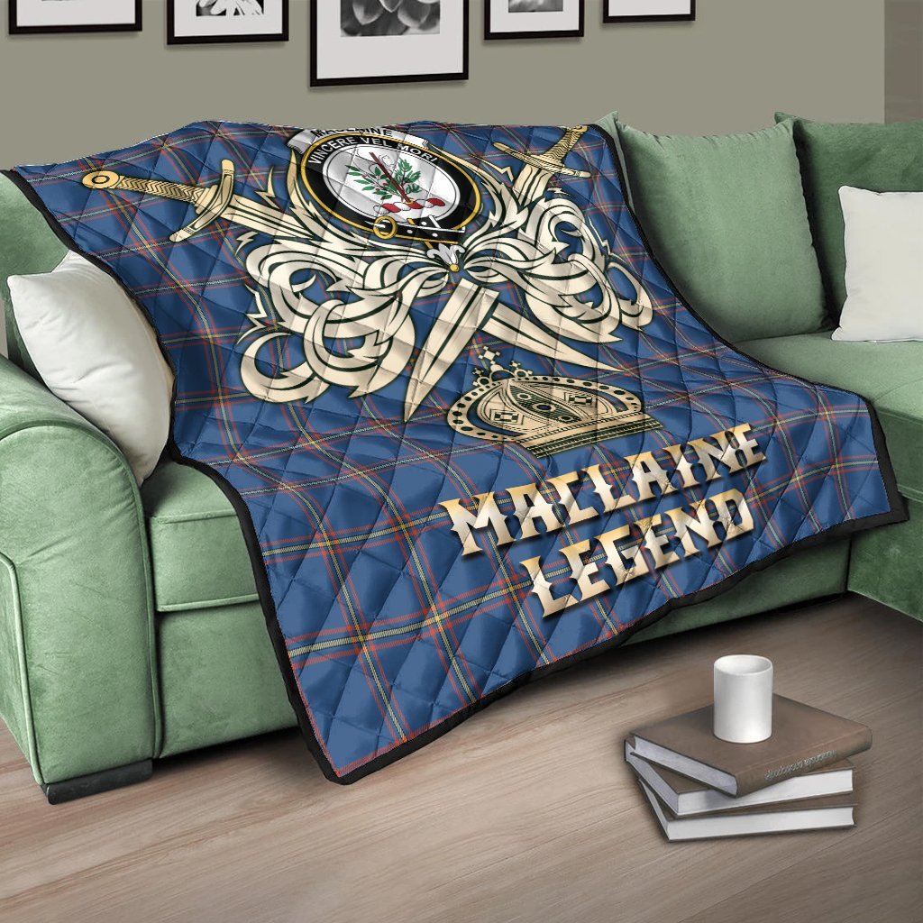 MacLaine of Loch Buie Hunting Ancient Tartan Crest Legend Gold Royal Premium Quilt
