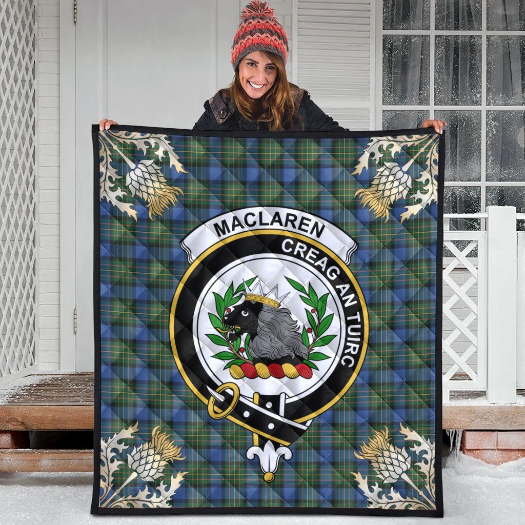 MacLaren Ancient Tartan Crest Premium Quilt - Gold Thistle Style