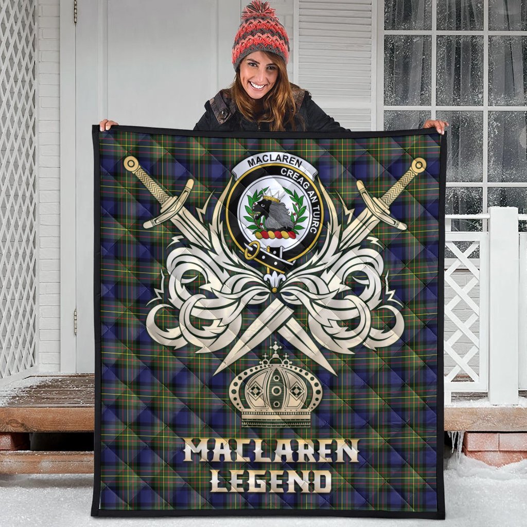 MacLaren Modern Tartan Crest Legend Gold Royal Premium Quilt