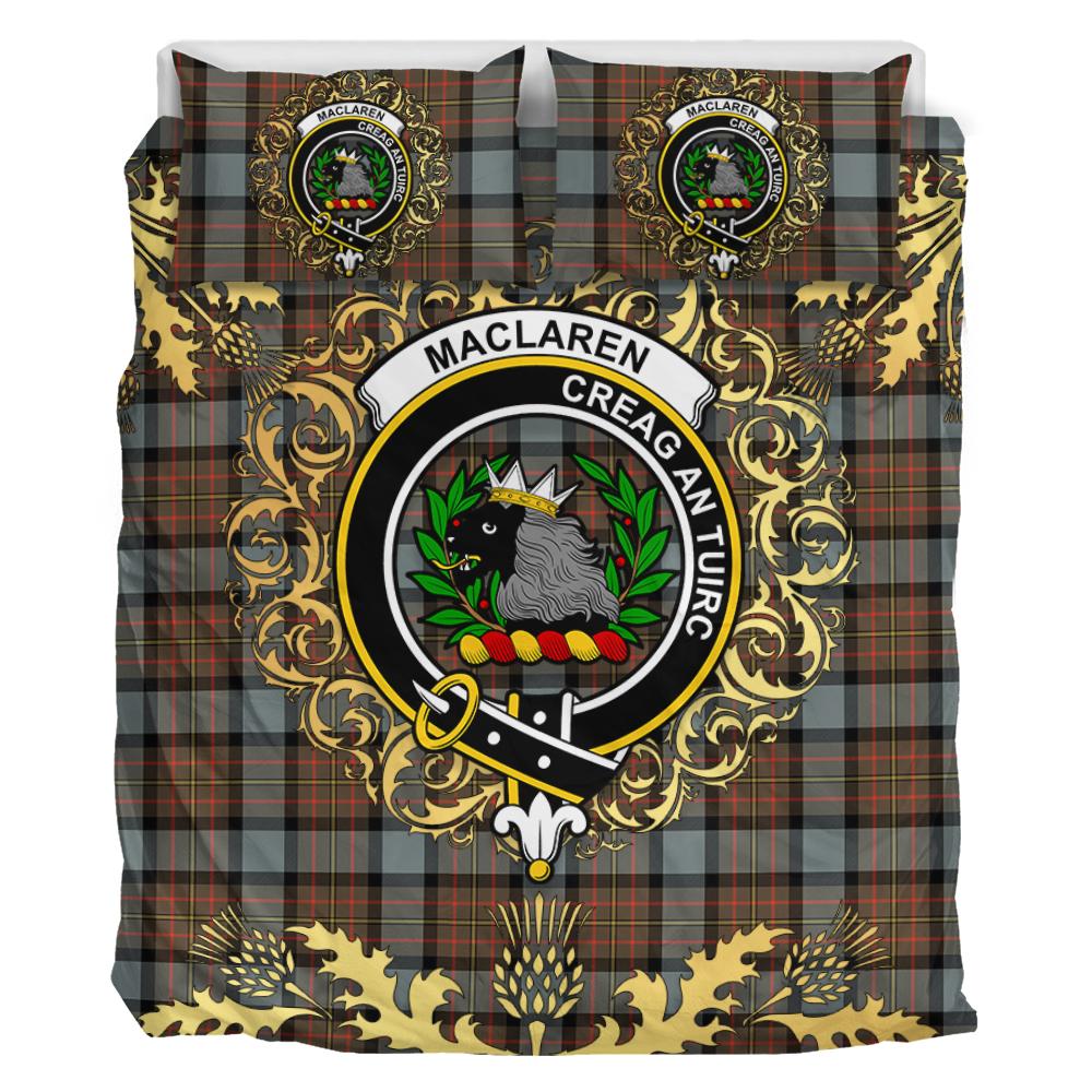 MacLaren Weathered Tartan Crest Bedding Set - Golden Thistle Style