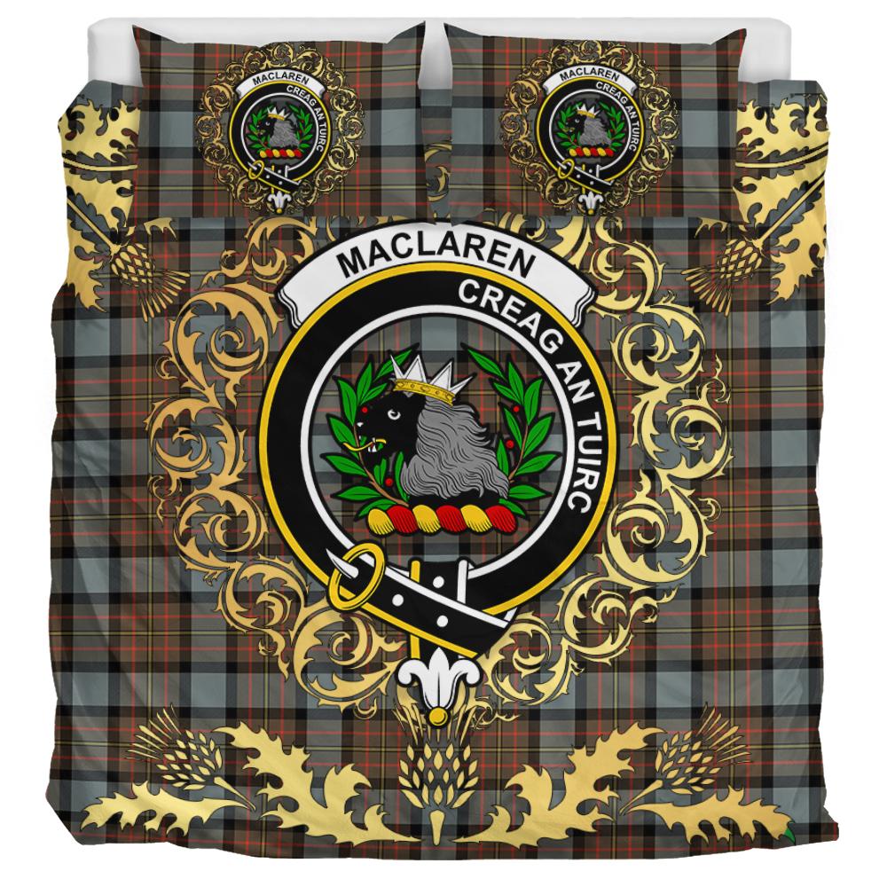 MacLaren Weathered Tartan Crest Bedding Set - Golden Thistle Style