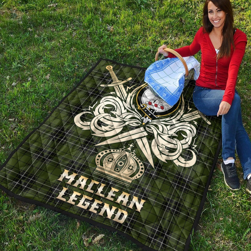 MacLean Hunting Tartan Crest Legend Gold Royal Premium Quilt