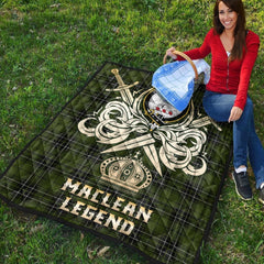 MacLean Hunting Tartan Crest Legend Gold Royal Premium Quilt