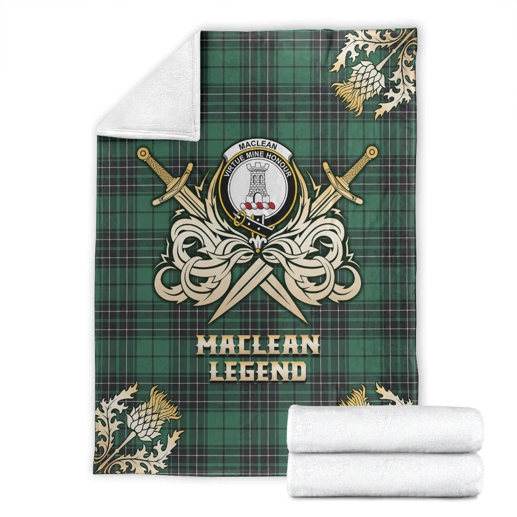 MacLean Hunting Ancient Tartan Gold Courage Symbol Blanket