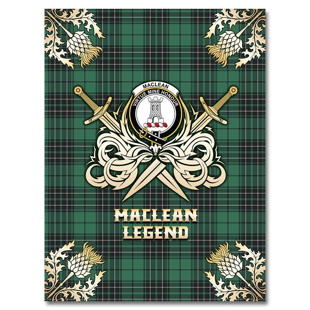 MacLean Hunting Ancient Tartan Gold Courage Symbol Blanket