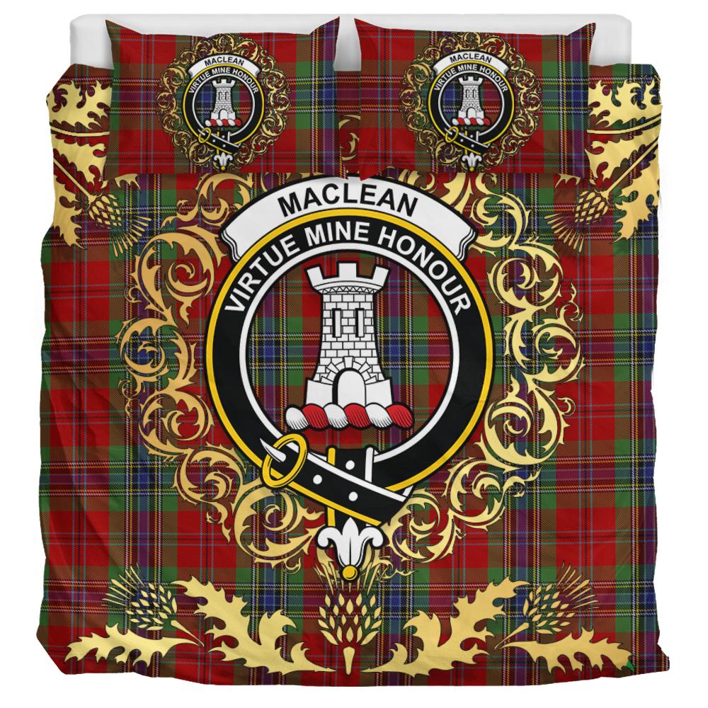 MacLean of Duart Tartan Crest Bedding Set - Golden Thistle Style