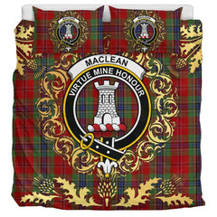 MacLean of Duart Tartan Crest Bedding Set - Golden Thistle Style