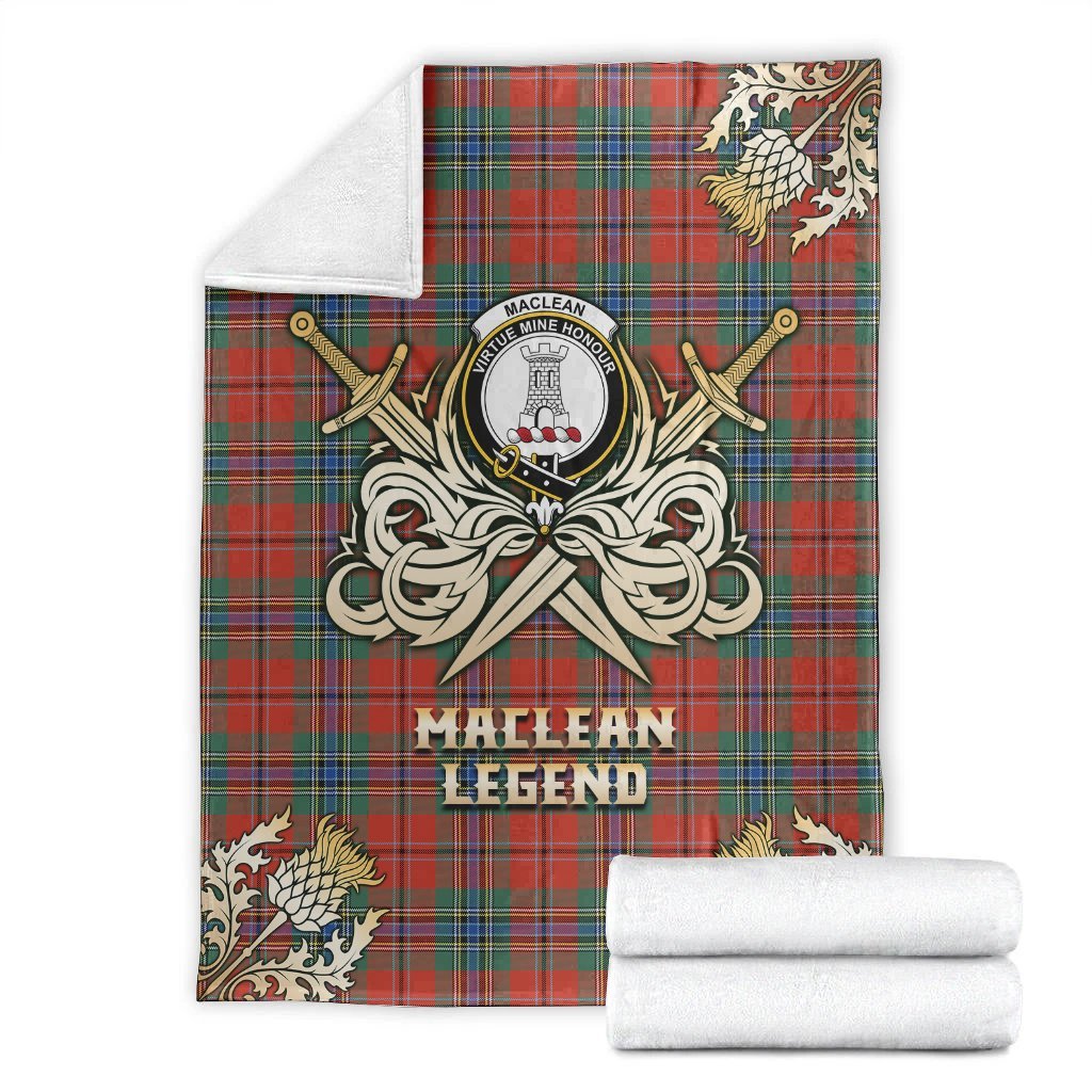 MacLean of Duart Ancient Tartan Gold Courage Symbol Blanket