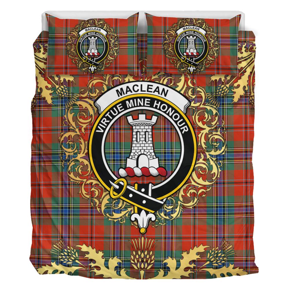 MacLean of Duart Ancient Tartan Crest Bedding Set - Golden Thistle Style