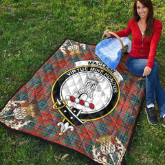 MacLean of Duart Ancient Tartan Crest Premium Quilt - Gold Thistle Style