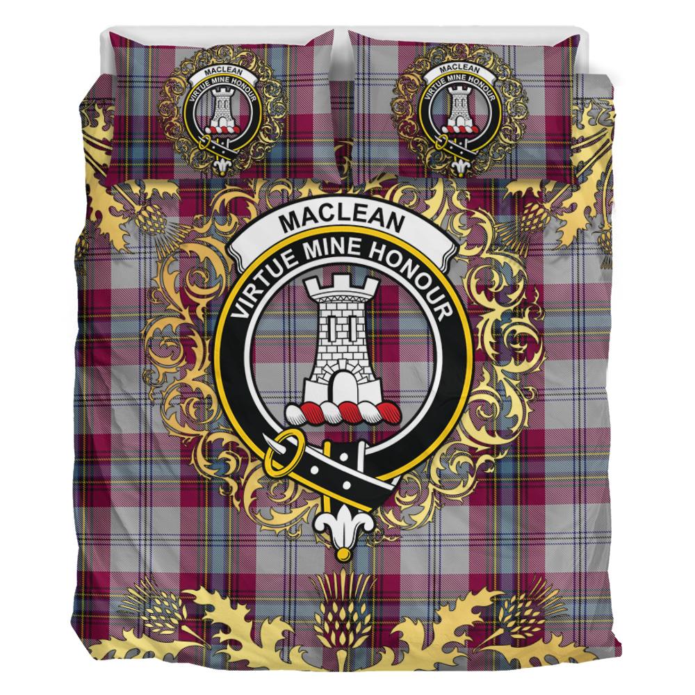 MacLean of Duart Dress 04 Tartan Crest Bedding Set - Golden Thistle Style