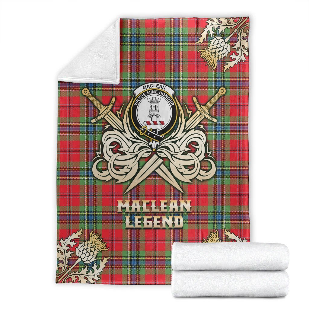 MacLean of Duart Modern Tartan Gold Courage Symbol Blanket