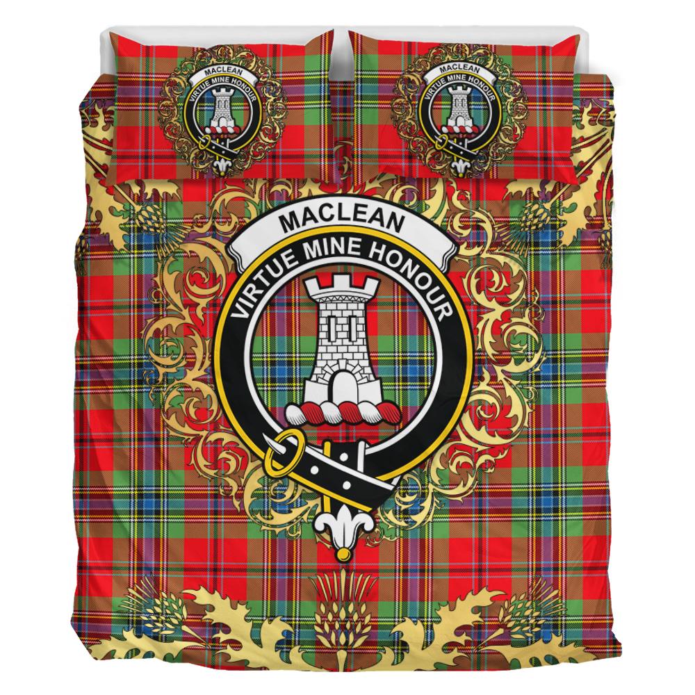 MacLean of Duart Modern Tartan Crest Bedding Set - Golden Thistle Style