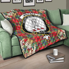 MacLean of Duart Modern Tartan Crest Premium Quilt - Gold Thistle Style