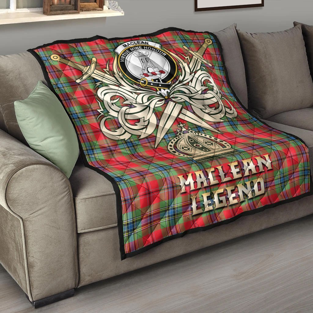 MacLean of Duart Modern Tartan Crest Legend Gold Royal Premium Quilt