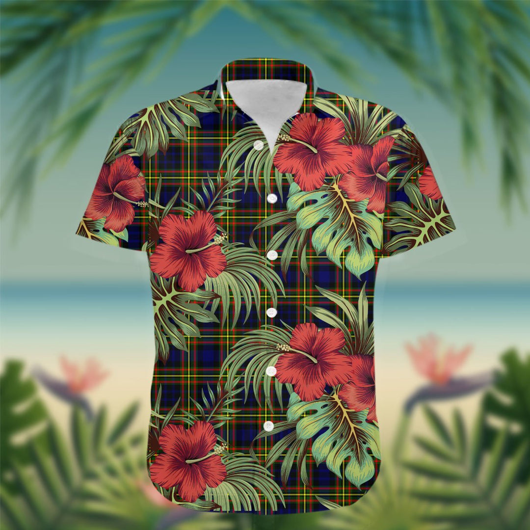 MacLellan Tartan Hawaiian Shirt Hibiscus, Coconut, Parrot, Pineapple - Tropical Garden Shirt